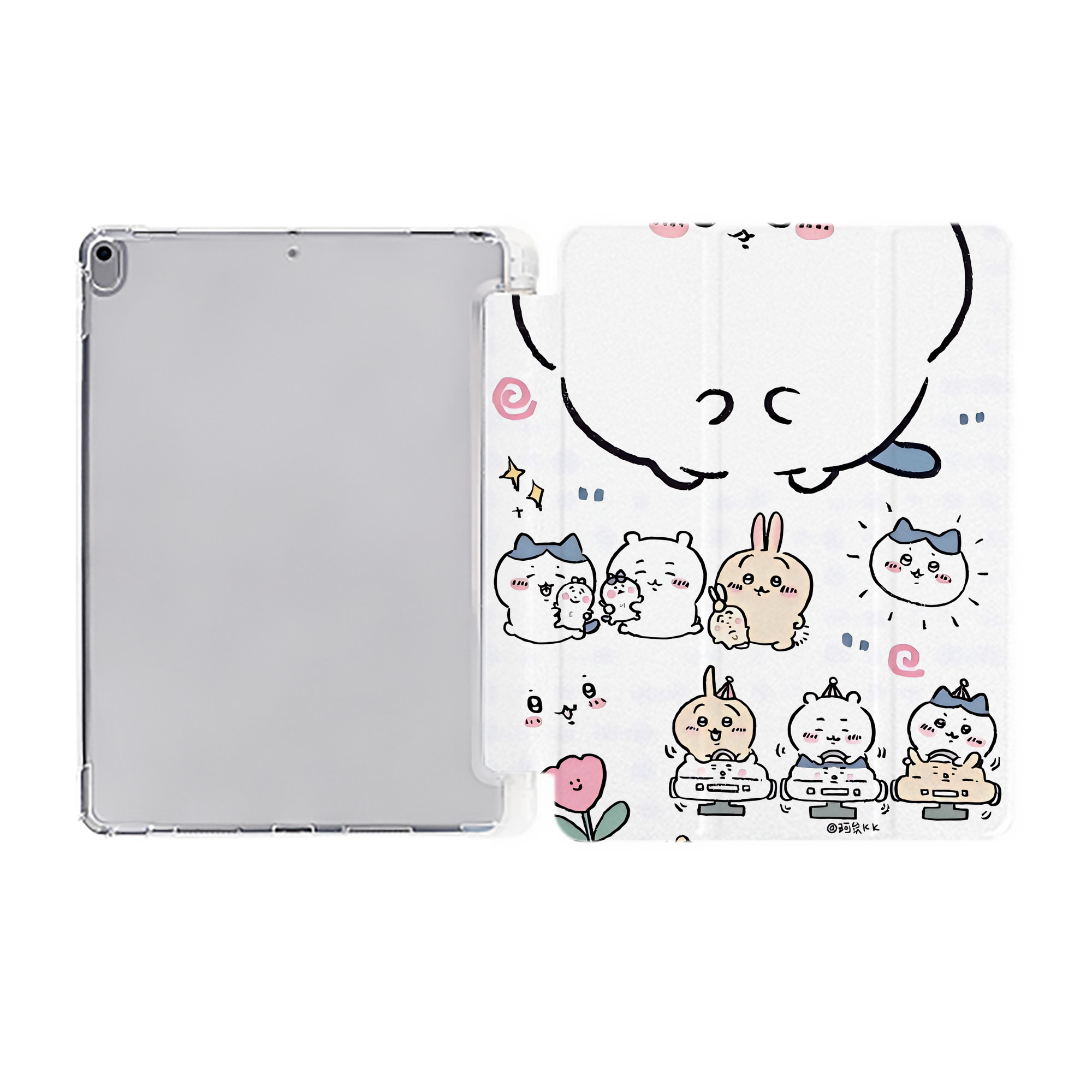 （画像用） ちいかわ Chii-kawa IPad ケース ペン収納付き 三つ折りスタンド PUレザー×シリコン 対応機種9.5/10.5/10.9インチ